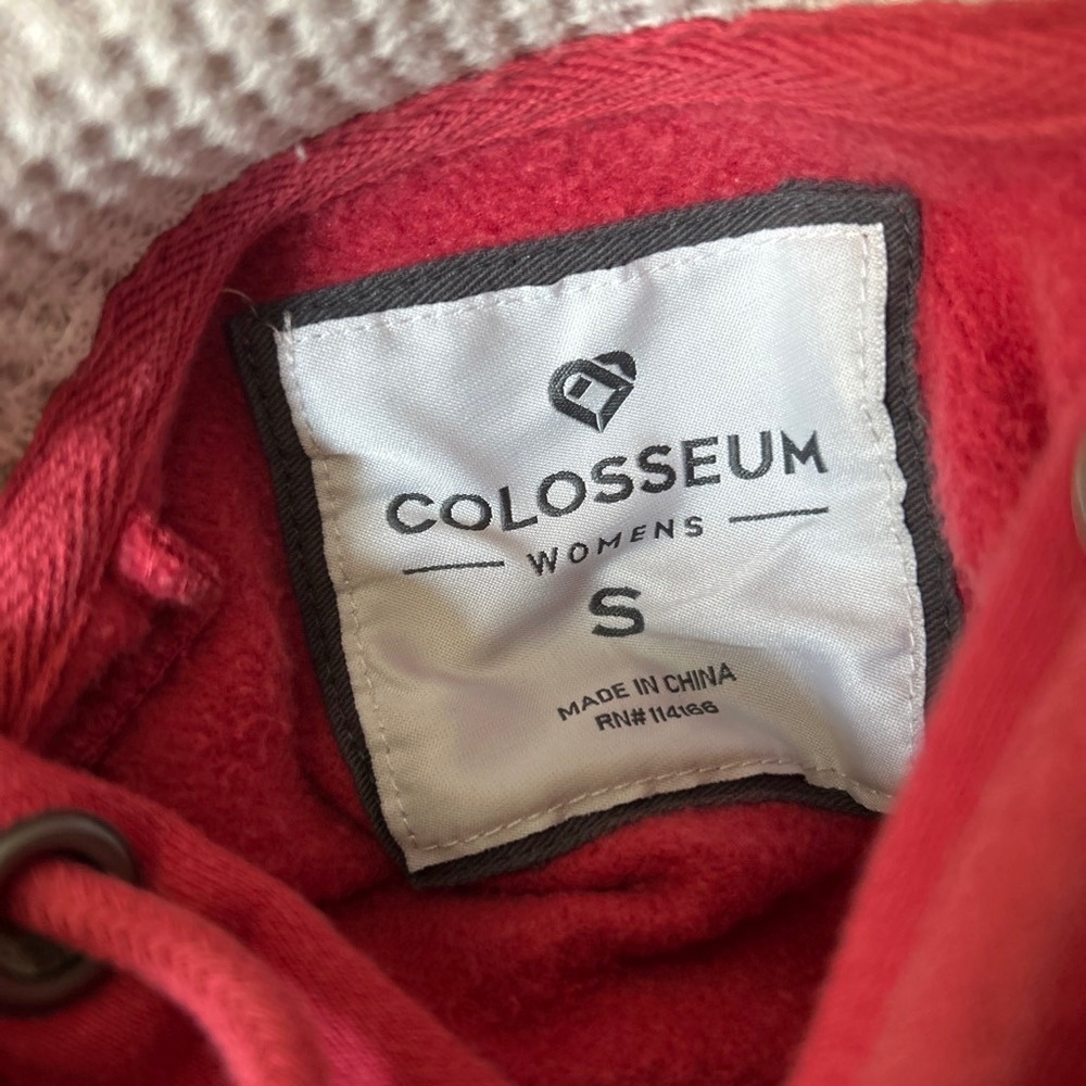 Colosseum Nebraska Cornhuskers Womens Red Waffle Stripe Quarter Zip Hoodie Small - Picture 5 of 5